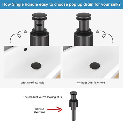 RUMOSE Tall Oil Rubbed Bronze Bathroom Faucet with Pop Up Drain Modern Single Handle One Hole Bathroom Vessel Sink Faucet Waterfall Spout Rv Lavatory Vanity Faucet Deck Mount Mixer Tap Stainless Steel