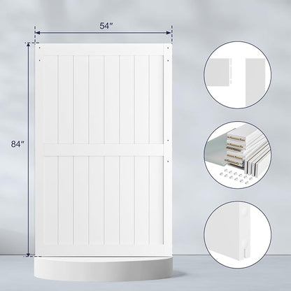 SMARTSTANDARD 54" x 84" White Sliding Barn Door with 9FT Black Hardware | Pre-Drilled Ready to Assemble, Waterproof PVC Coating, H-Frame