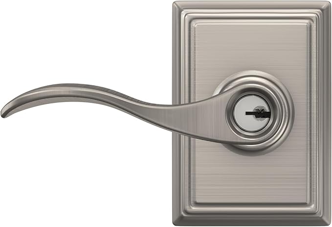 SCHLAGE Accent Lever with Addison Trim Keyed Entry Lock in Satin Nickel - F51A ACC 619 ADD