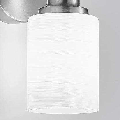 2-Pack 1-Light Vanity Lights, Brushed Nickel Bathroom Light Fixture with Textured Milky White Glass Shade, E26 Modern Vanity Lighting Fixture for Bathroom Wall Sconce