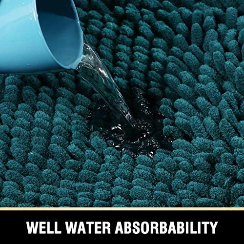 H.VERSAILTEX Toilet Mat U Shaped Bathroom Rugs Bath Mats for Bathroom Non Slip Luxury Chenille Bath Mat U Shape 20x24 Extra Soft and Absorbent Shaggy Rugs Washable Dry Fast - Dark Teal