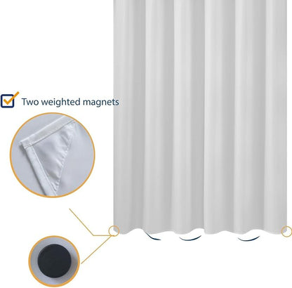 N&Y HOME Short Fabric Shower Curtain Liner 72 W x 60 H inches, White | Hotel Quality, Bottom Magnets, Machine Washable, Water Repellent, 72x60 Cloth Shower Curtain with Grommets for Bathroom