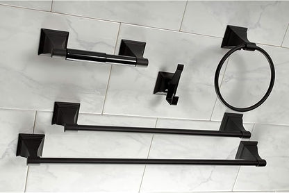Kingston Brass BAHK61212478K Monarch 5-Piece 18-Inch and 24-Inch Towel Bars Bathroom Accessory Set in Matte Black