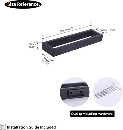 GERZWY Modern Black Towel Holder SUS304 Stainless Steel Towel Hanger Towel Ring for Bathroom Lavatory Wall Mount Contemporary Style HG1706-BK