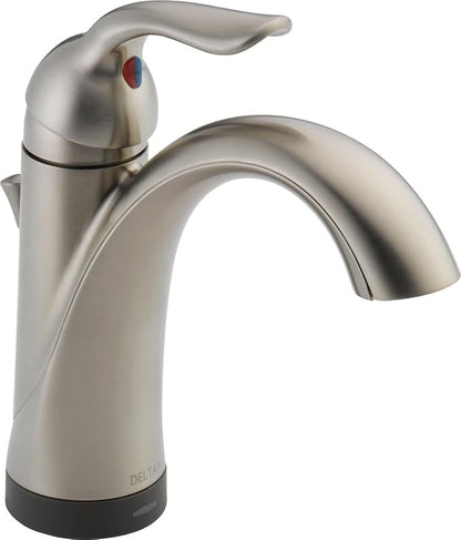 Delta Faucet Lahara Single Hole Bathroom Faucet with Touchless Technology, Brushed Nickel Bathroom Sink Faucet, Single Handle Bathroom Faucet, Bath Faucet, Push Pop-Up Drain, Stainless 538T-SS-DST