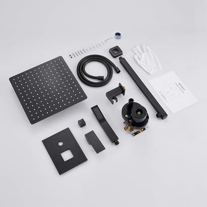 Rain Shower System 12 Inches Shower Combo Set Oil Rubbed Bronze Wall Mount Faucet Bathroom Faucets with Rainfall Shower Head and Hand Shower