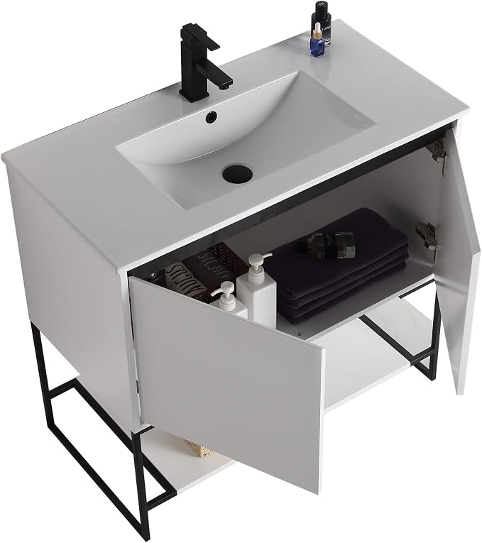 36 Inch Bathroom Vanity with Sink - Modern Knob Free Design, Elegant Space-Saving Solution for Your Bathroom - Durable, Bathroom Vanities for a Contemporary Look - Urbania Collection