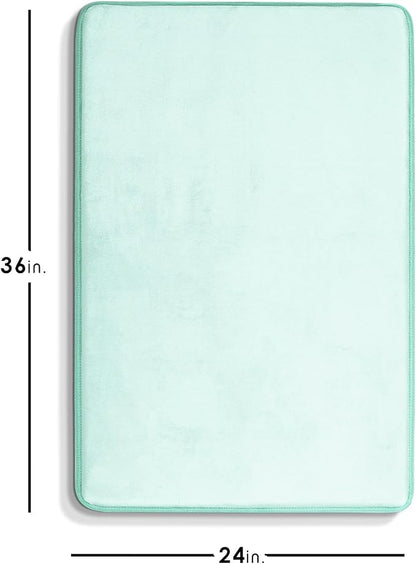 Clara Clark Bathroom Rugs, Velvet Memory Foam Bath Mat, Non-Slip Bath Rugs, Machine Wash, Dries Quickly, Ultra Soft Plush Bath Mats for Bathroom, 24 x 36, Light Blue