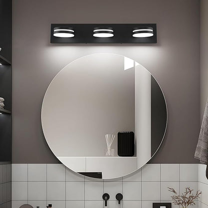 3-Light Bathroom Vanity Light Over Mirror, (24inch Dimmable) Matte Black LED Vanity Lighting Fixtures, Modern Bathroom Wall Light Fixtures with 360°Rotating Head (Cool White 5500K)