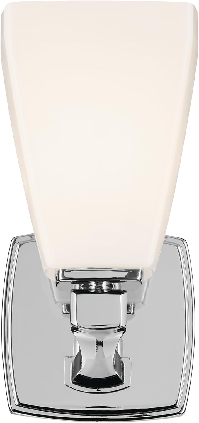 Kichler Marant 5" 1-Light Wall Sconce with Opal Glass in Chrome, for Bathroom, Powder Room, Hallway, Fireplace, (5" W x 9.5" H), 55214CH