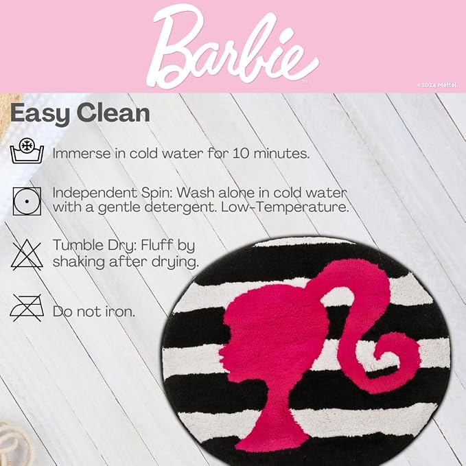 Collectibles Barbie 100% Cotton Non Slip Plush Bathroom Mat Rug (Officially Licensed Product) by Franco
