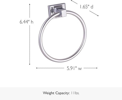 Design House Millbridge 4 Piece Bathroom Accessory Set, Towel Bar, Robe Hook, Toilet Paper Holder, Towel Ring, Easy Installation, Polished Chrome, 25.81 in L x 1.97 in W x 6.44 in H, Item 534628