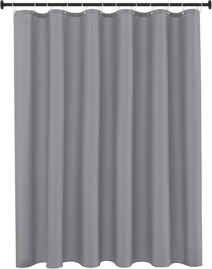 Biscaynebay Extra Long Fabric Shower Curtain Liner 72 Inch Width by 84 Inch Length, Silver Grey Water Resistant Bathroom Curtains, Rust Resistant Grommets Top Weighted Bottom Machine Washable