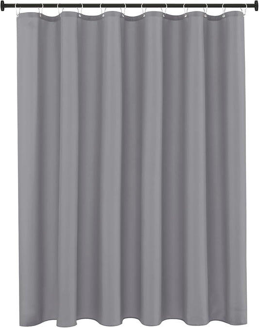 Biscaynebay Extra Long Fabric Shower Curtain Liner 72 Inch Width by 84 Inch Length, Silver Grey Water Resistant Bathroom Curtains, Rust Resistant Grommets Top Weighted Bottom Machine Washable