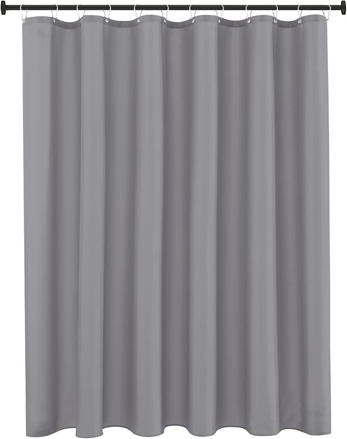 Fabric Shower Curtain Liner 36Wx72L-Silver Grey Narrow Stall Shower Liners | Hotel Quality Water Resistant Shower Liners for Bathroom-Machine Washable Cloth Polyester Light Weight Bath Curtain RV Dorms