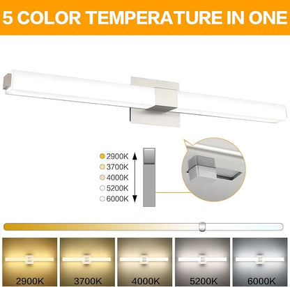 32 Inch Brushed Nickel 5CCT LED Vanity Light - Selectable Color Temperature Modern Bathroom Vanity Light Fixtures IP44