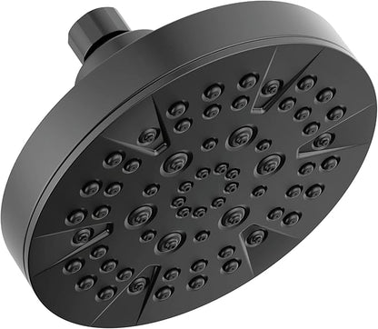 Delta 6-Setting Matte Black Shower Head with High Pressure Spray, 6 Inch Round Shower Head, Showerheads, 1.75 GPM Flow Rate, Matte Black 52535-BL