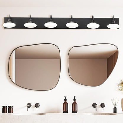 Matt Black LED Vanity Lighting Fixtures,6 Lights Vanity Light Black,Vanity Lighting Fixtures Over Mirror,Bathroom Vanity Light black 6 Lights,Modern Bathroom Vanity Light,3000K-6000K,Dimmable