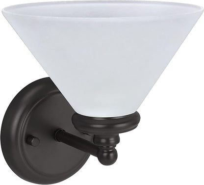 Aspen Creative 62145, One Metal Bathroom Light Fixture, 6-1/2" Wide, Transitional Design in Oil Rubbed Bronze with Frosted Glass Shade Vanity Wall