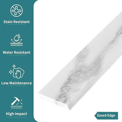 21 Inch Sidesplash in Calacatta Rocky, Quartz Stone Side Splash For Bathroom Vanity Top, Universal Size Bathroom Sink Sidesplash