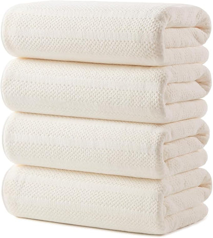 ecolook Microfiber Bath Towels Set of 4, 31 x 63 Inch Extra Large Bath Towel Set, Super Soft & Highly Absorbent, Quick Dry Lightweight Towels for Bathroom, Gym, Spa, Pool & Travel, Beige