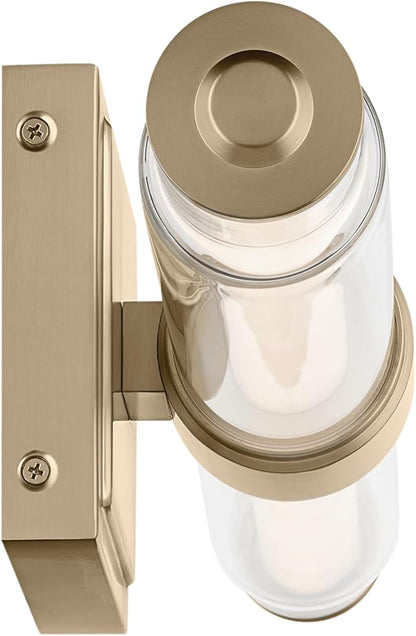 Kichler Laurene LED Bath Bar Light, Champagne Bronze | Linear vanity light with clear glass for bathroom mirrors (18.5" x 5"), 55237CPZLED