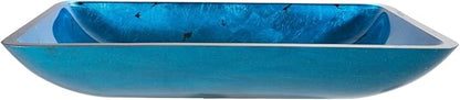 Kraus Irruption Blue Rectangular Glass Vessel Bathroom Sink with PU Satin Nickel