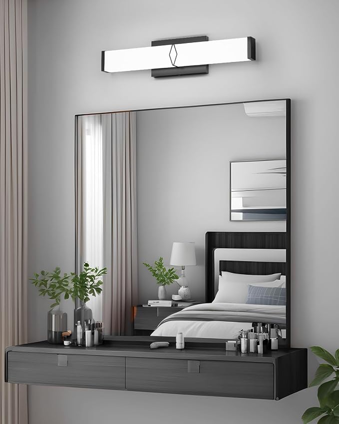 LED Bathroom Vanity Light,16inch Dimmable,20W 2000LM,5700K,ETL,BK | Integrated LED Modern Bathroom Light Fixtures,Matte Black Vanity Lighting Fixture Over Mirror,Wall Lights,ETL Certified