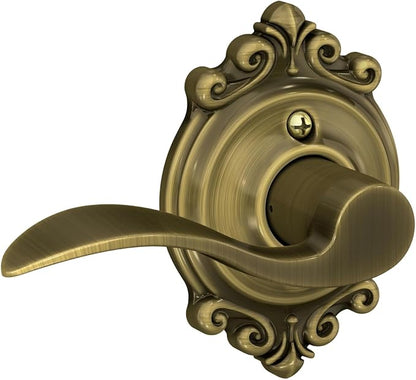 SCHLAGE Trim with SCHLAGE Hall and Closet Lever, Antique Brass (F10 ACC 609 BRK)