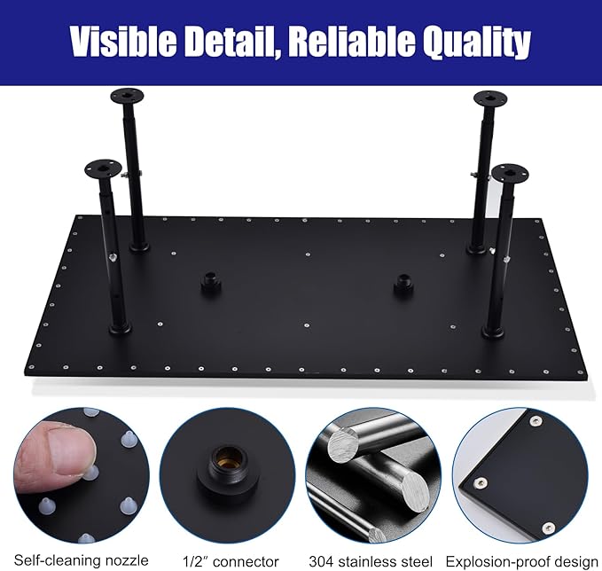 Luxury Large Ceiling Rectangle Rainfall Shower Head, 16x32inch High Pressure Rain Showerhead with Silicone Nozzles Full Body Fixed Showerheads For Modern Bathroom, Black Finish