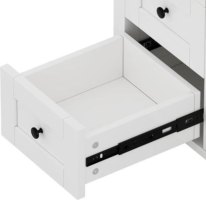 30" Bathroom Vanity with Sink, Freestanding Bathroom Cabinet | Ceramic Top & Backsplash, 3 Storage Drawers, 1 Tilt-Out Storage, Adjustable Shelving, Door Storage and Towel Bar, White