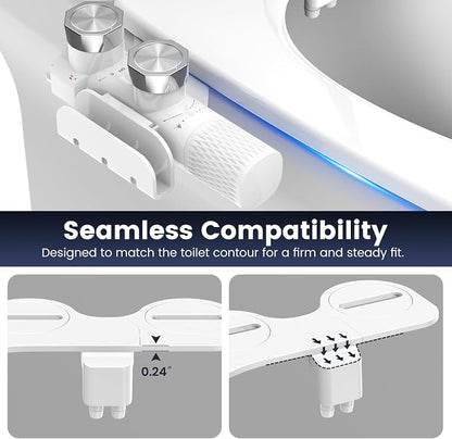 FEELSO Bidet Attachment for Toilet with Filter, Hot & Cold Toilet Bidet | Ultra-Slim & Non-Electric Bidet Sprayer, Self-Cleaning Dual Nozzle (Frontal/Rear Wash), Adjustable Water Pressure