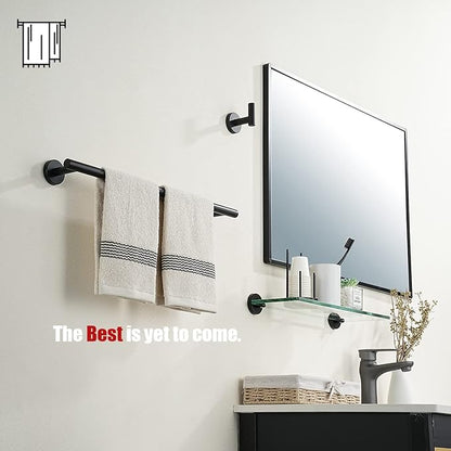 JQK Black Towel Bar, 20.5 Inch 304 Stainless Steel Thicken 0.8mm Towel Rack Bathroom, Towel Holder Matte Black Wall Mount, Useable Length 18 Inch, TB110L18-PB