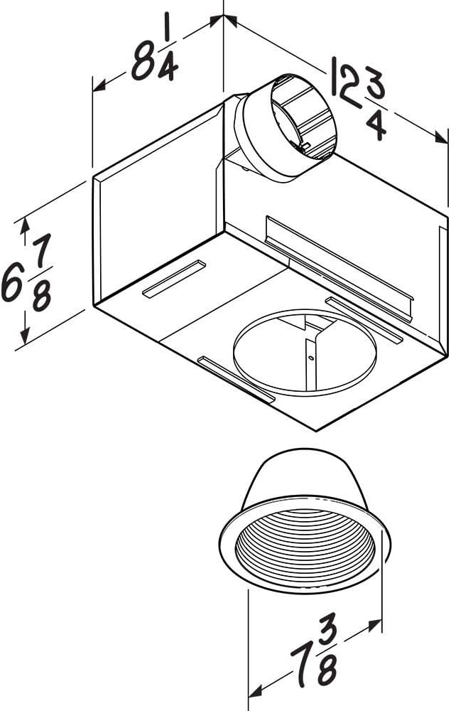 Broan-NuTone 744 Recessed Light Ventilation Fan, 70 CFM, 1.5 Sones, White