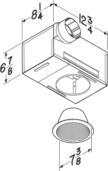 Broan-NuTone 744L Recessed Light Ventilation Fan, Selectable Speed 50-80 CFM, 0.3-2 Sones, White