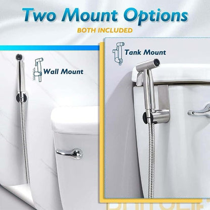 JNGOODS Handheld Bidet Sprayer for Toilet, Adjustable Pressure, Stainless Steel Brushed Nickel, Baby Cloth Diaper Wash - Easy to Install.