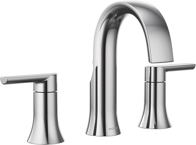 Moen Doux Chrome Two-Handle 8-Inch Widespread Lever Handle Bathroom Faucet Trim Kit, Valve Required, TS6925