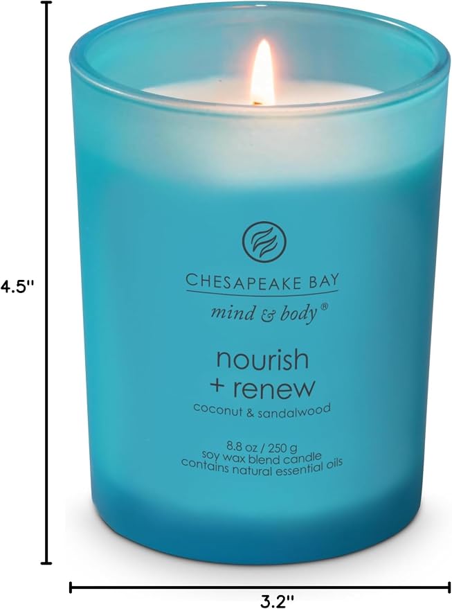 Chesapeake Bay Candle Mind & Body Medium Jar Candle Nourish + Renew (Coconut & Sandalwood) (Pack of 4)