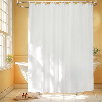 Seenus Waterproof Fabric Shower Curtain Liner 78'' Wide with 3 Large Magnets, 78 x 78 inch Extra Long and Large Shower Liner Washable, White Cloth Bathroom Shower Curtain Lightweight