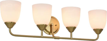 Gold 4-Light Traditional Bathroom Vanity Light Fixtures Over Mirror, Modern Vanity Lights for Living Room, Standard E26 Base, Aged Brass