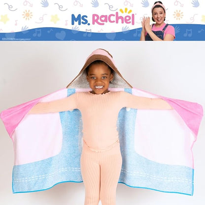 Ms. Rachel Kids Super Soft Bath/Pool/Beach Soft Cotton Terry Hooded Towel Wrap, 24 in x 50 in, (Officially Licensed Product) By Franco