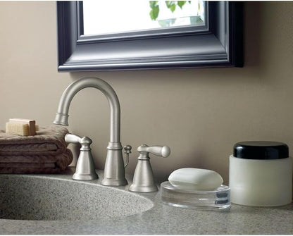 Moen WS84924SRN Two-Handle High Arc Bathroom Faucet, Spot Resist Brushed Nickel