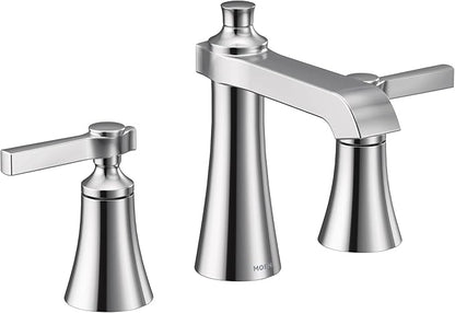 Moen TS6984 Flara Two-Handle 8 in. Widespread Lever Handle Bathroom Faucet Trim Kit, Valve Required, Chrome