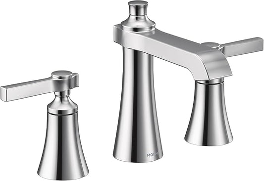 Moen TS6984 Flara Two-Handle 8 in. Widespread Lever Handle Bathroom Faucet Trim Kit, Valve Required, Chrome