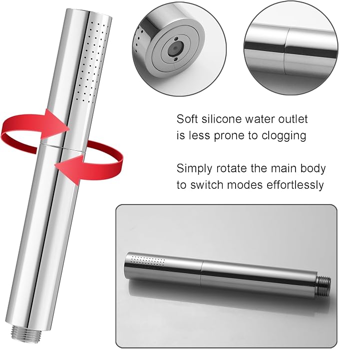 Hand Shower Head Chrome High Pressure Dual-Function Shower Wand | Jet Spray and Rainfall Modes, Brass, 7 Inch, High Flow, with 59 inch Hose and Bracket