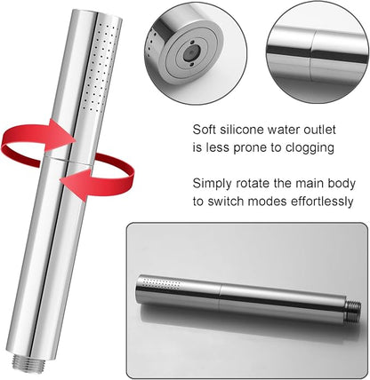 Hand Shower Head Chrome High Pressure Dual-Function Shower Wand | Jet Spray and Rainfall Modes, Brass, 7 Inch, High Flow, with 59 inch Hose and Bracket