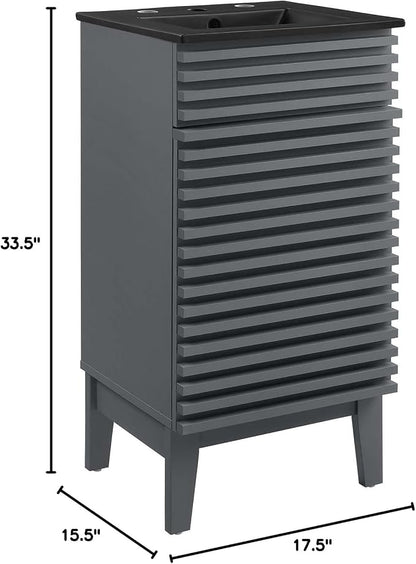 Modway Render 18" Bathroom Vanity With Sink in Gray Black