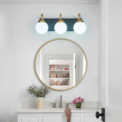 Modern Sand Black-Gold Bathroom Vanity Light Fixtures Over Mirror 3 Light Wall Sconce Vanity Light for Bathroom Lighting