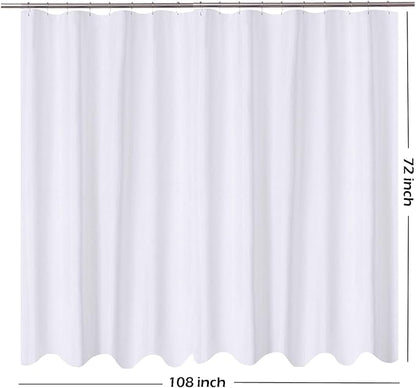 N&Y HOME Extra Wide Shower Curtain Liner Fabric 108 x 72 inches, Hotel Quality, Machine Washable, Water Repellent, White Spa Bathroom Curtains with Grommets, 108x72