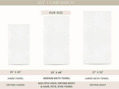 Looperry Small White Bath Towel Set of 6-100% Cotton 23x46 Shower Towels in 450 GSM. Lightweight & Absorbent Quick Dry Towel for Showering, Pet Drying, Spas & Salons. Terry Ringspun White Gym Towels